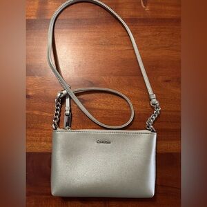 Calvin Klein Hayden Metallic Faux Leather Chain Crossbody Purse Bag